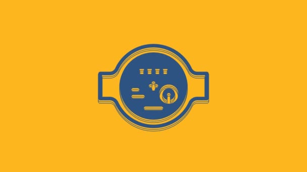 Blue Water Meter Icon Isolated Orange Background Video Motion Graphic — Stock video