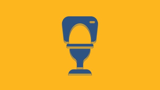 Ikon Mangkuk Toilet Biru Diisolasi Pada Latar Belakang Oranye Animasi — Stok Video