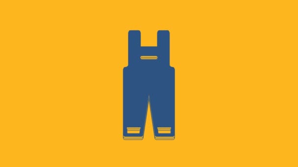 Blue Work Overalls Icon Isolated Orange Background Video Motion Graphic — Video Stock