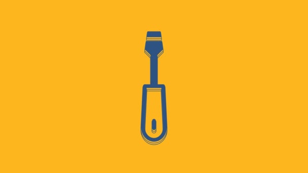 Blue Screwdriver Icon Isolated Orange Background Service Tool Symbol Video — Vídeos de Stock