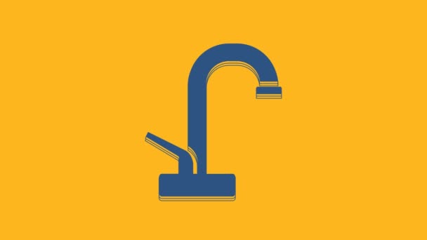 Blue Water Tap Icon Isolated Orange Background Video Motion Graphic — Vídeos de Stock