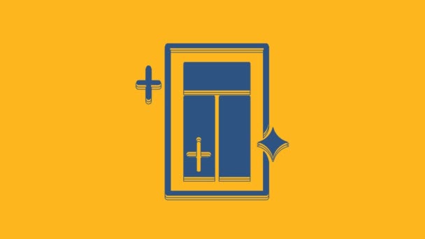 Blue Cleaning Service Window Icon Isolated Orange Background Squeegee Scraper — 图库视频影像