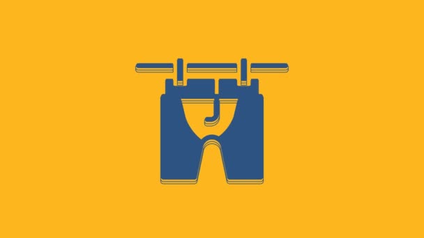 Blue Drying Clothes Icon Isolated Orange Background Clean Shirt Wash — Vídeo de Stock