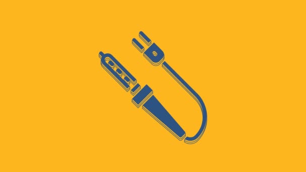 Blue Soldering Iron Icon Isolated Orange Background Video Motion Graphic — Vídeo de Stock