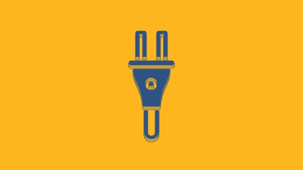 Blue Electric Plug Icon Isolated Orange Background Concept Connection Disconnection — Video Stock