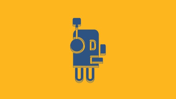 Blue Robot Icon Isolated Orange Background Artificial Intelligence Machine Learning — ストック動画