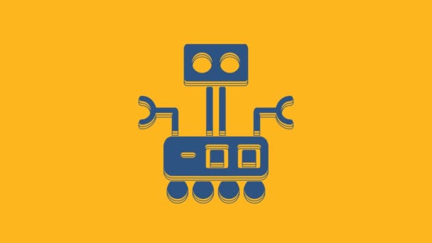 Ikon Blue Robot Diisolasi Dengan Latar Belakang Oranye Kecerdasan Buatan — Stok Video