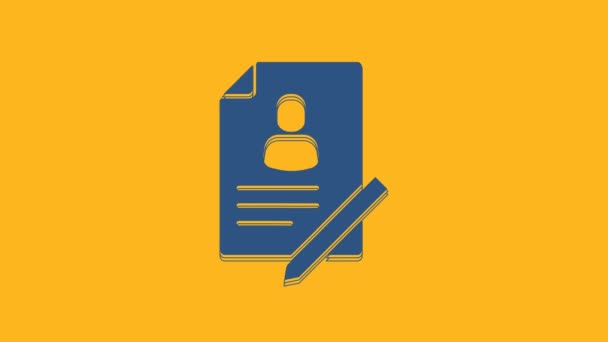 Blue Document Shield Icon Isolated Orange Background Insurance Concept Security — Vídeos de Stock