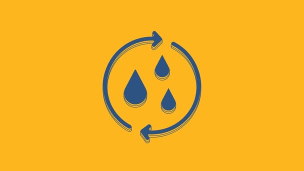 Blue Recycle Clean Aqua Icon Isolated Orange Background Drop Water — Wideo stockowe