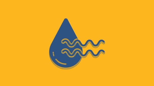 Blue Recycle Clean Aqua Icon Isolated Orange Background Drop Water — Wideo stockowe