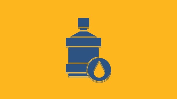 Blue Big Bottle Clean Water Icon Isolated Orange Background Plastic — Video