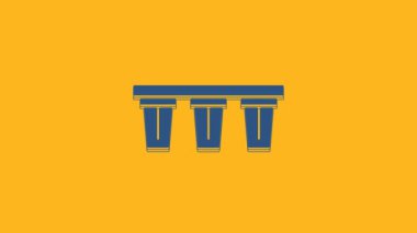 Blue Water filter icon isolated on orange background. System for filtration of water. Reverse osmosis system. 4K Video motion graphic animation .
