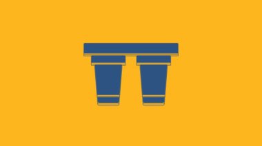 Blue Water filter icon isolated on orange background. System for filtration of water. Reverse osmosis system. 4K Video motion graphic animation .