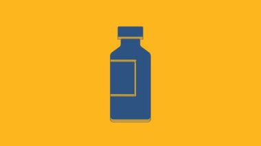 Blue Bottle of water icon isolated on orange background. Soda aqua drink sign. 4K Video motion graphic animation .