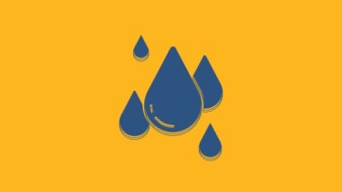 Blue Water drop icon isolated on orange background. 4K Video motion graphic animation .