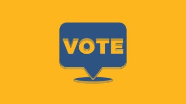 Blue Vote icon isolated on orange background. 4K Video motion graphic animation .