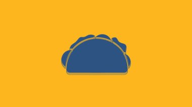 Blue Taco with tortilla icon isolated on orange background. Traditional mexican fast food menu. 4K Video motion graphic animation .