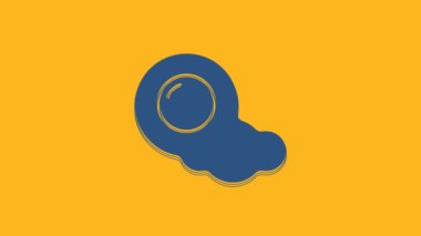 Blue Scrambled eggs icon isolated on orange background. Home cooked food, fried egg, healthy breakfast, omelet icon. 4K Video motion graphic animation .