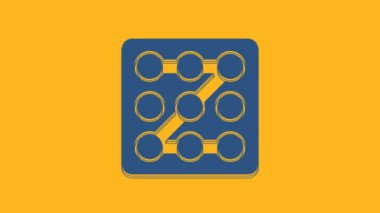Blue Graphic password protection and safety access icon isolated on orange background. Security, safety, protection, privacy concept. 4K Video motion graphic animation .