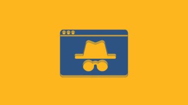 Blue Browser incognito window icon isolated on orange background. 4K Video motion graphic animation .