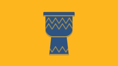 Blue Drum icon isolated on orange background. Music sign. Musical instrument symbol. 4K Video motion graphic animation .
