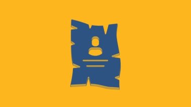 Blue Wanted western poster icon isolated on orange background. Reward money. Dead or alive crime outlaw. 4K Video motion graphic animation .