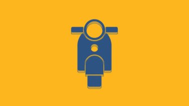 Blue Scooter icon isolated on orange background. 4K Video motion graphic animation .