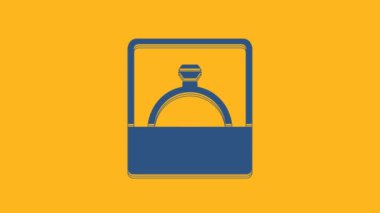 Blue Diamond engagement ring icon isolated on orange background. 4K Video motion graphic animation .