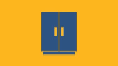 Blue Wardrobe icon isolated on orange background. 4K Video motion graphic animation .