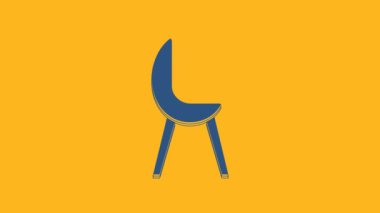 Blue Armchair icon isolated on orange background. 4K Video motion graphic animation .