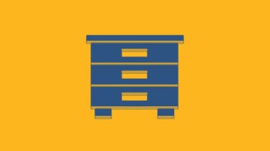 Blue Furniture nightstand icon isolated on orange background. 4K Video motion graphic animation .
