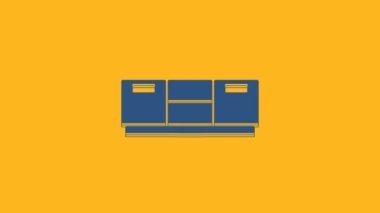 Blue Furniture nightstand icon isolated on orange background. 4K Video motion graphic animation .