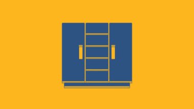 Blue Wardrobe icon isolated on orange background. 4K Video motion graphic animation .