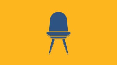 Blue Chair icon isolated on orange background. 4K Video motion graphic animation .