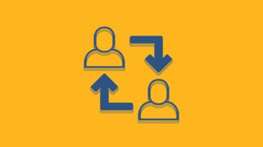 Blue Project team base icon isolated on orange background. Business analysis and planning, consulting, team work, project management. 4K Video motion graphic animation .