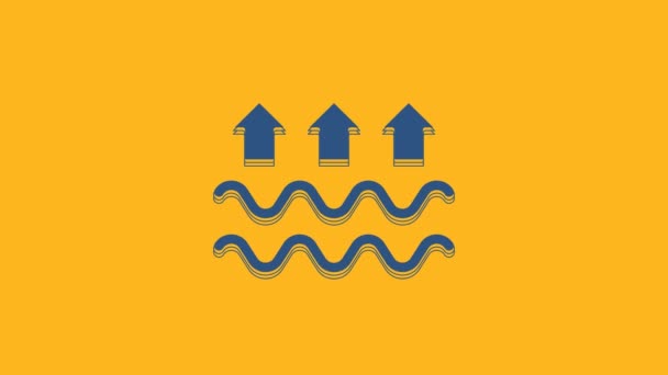 Blue Waves Water Evaporation Icon Isolated Orange Background Video Motion — Stock Video