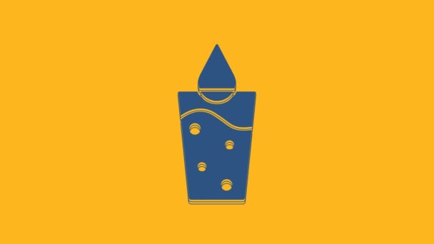Modré Sklo Ikonou Vody Izolované Oranžovém Pozadí Sodovku Grafická Animace — Stock video