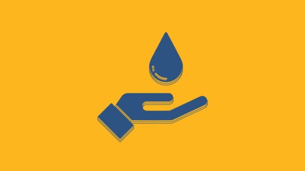 Blue Washing Hands Soap Icon Isolated Orange Background Washing Hands — Stockvideo
