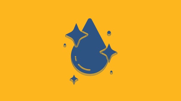 Blaues Wassertropfen Symbol Auf Orangefarbenem Hintergrund Video Motion Grafik Animation — Stockvideo