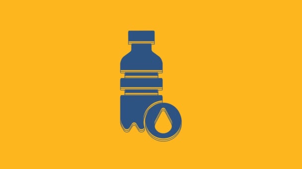 Blue Bottle Water Icon Isolated Orange Background Soda Aqua Drink — Stock Video