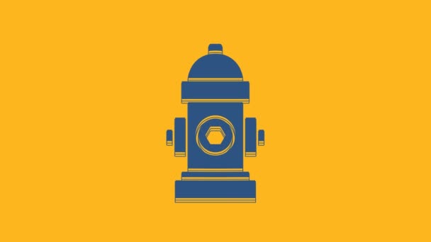 Blue Fire Hydrant Icon Isolated Orange Background Video Motion Graphic — Vídeo de Stock
