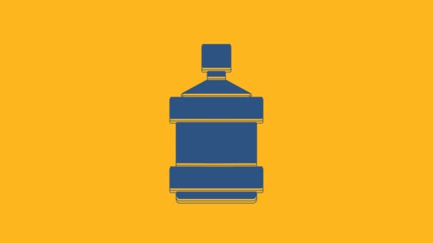 Bottiglia Grande Blu Con Icona Acqua Pulita Isolata Sfondo Arancione — Video Stock