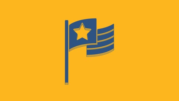 Μπλε Αμερικανική Σημαία Εικονίδιο Απομονώνονται Πορτοκαλί Φόντο Σημαία Των Ηπα — Αρχείο Βίντεο