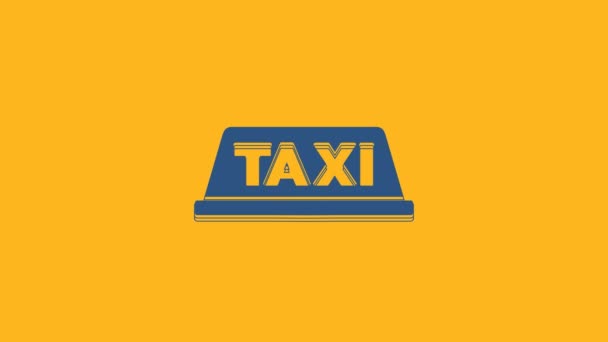 Modrá Taxi Auto Střecha Ikona Izolované Oranžovém Pozadí Grafická Animace — Stock video