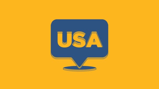 Blue Usa Independence Day Icon Isolated Orange Background 4Th July – stockvideo