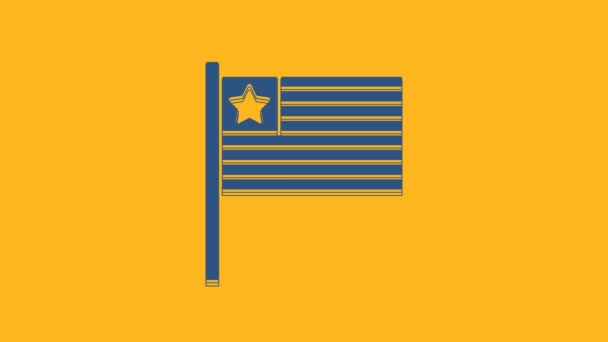 蓝色的美国国旗图标孤立在橙色的背景上 美国国旗 美利坚合众国 4K视频运动图形动画 — 图库视频影像