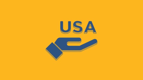 Blue Usa Independence Day Icon Isolated Orange Background 4Th July — Vídeo de stock