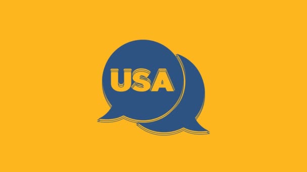 Blue Usa Independence Day Icon Isolated Orange Background 4Th July — Stockvideo