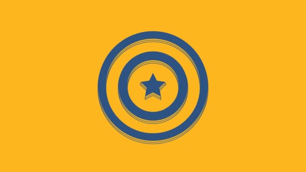 Blue American Star Shield Icon Isolated Orange Background United States — ストック動画
