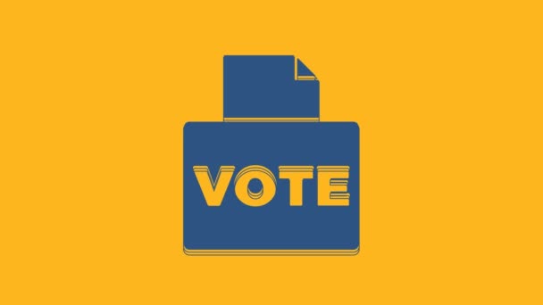 Kék Szavazóláda Vagy Szavazóláda Narancssárga Alapon Izolált Borítékikonnal Videó Mozgás — Stock videók
